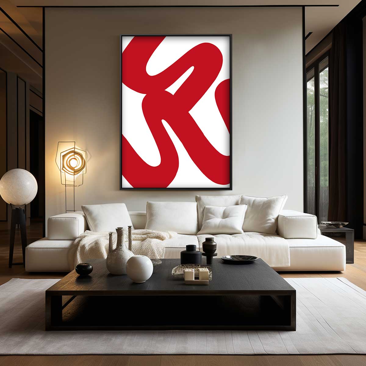 Dynamisch Rood – modern portret kunstwerk van WallArtistic
