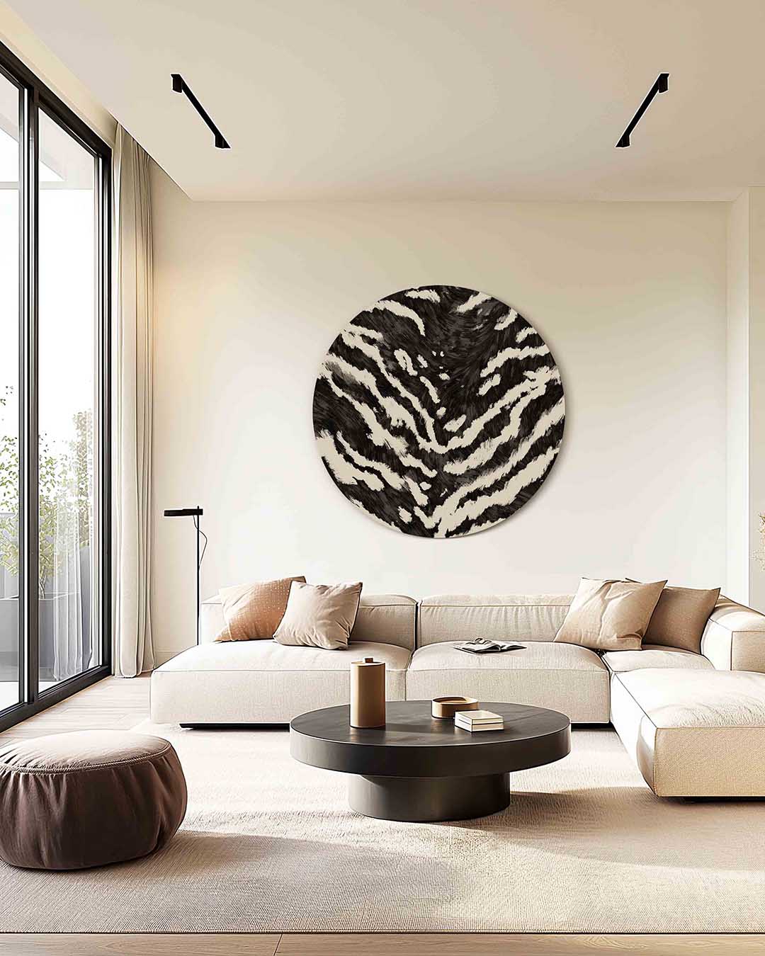 Zebra patroon – safari muurcirkel als ronde wanddecoratie