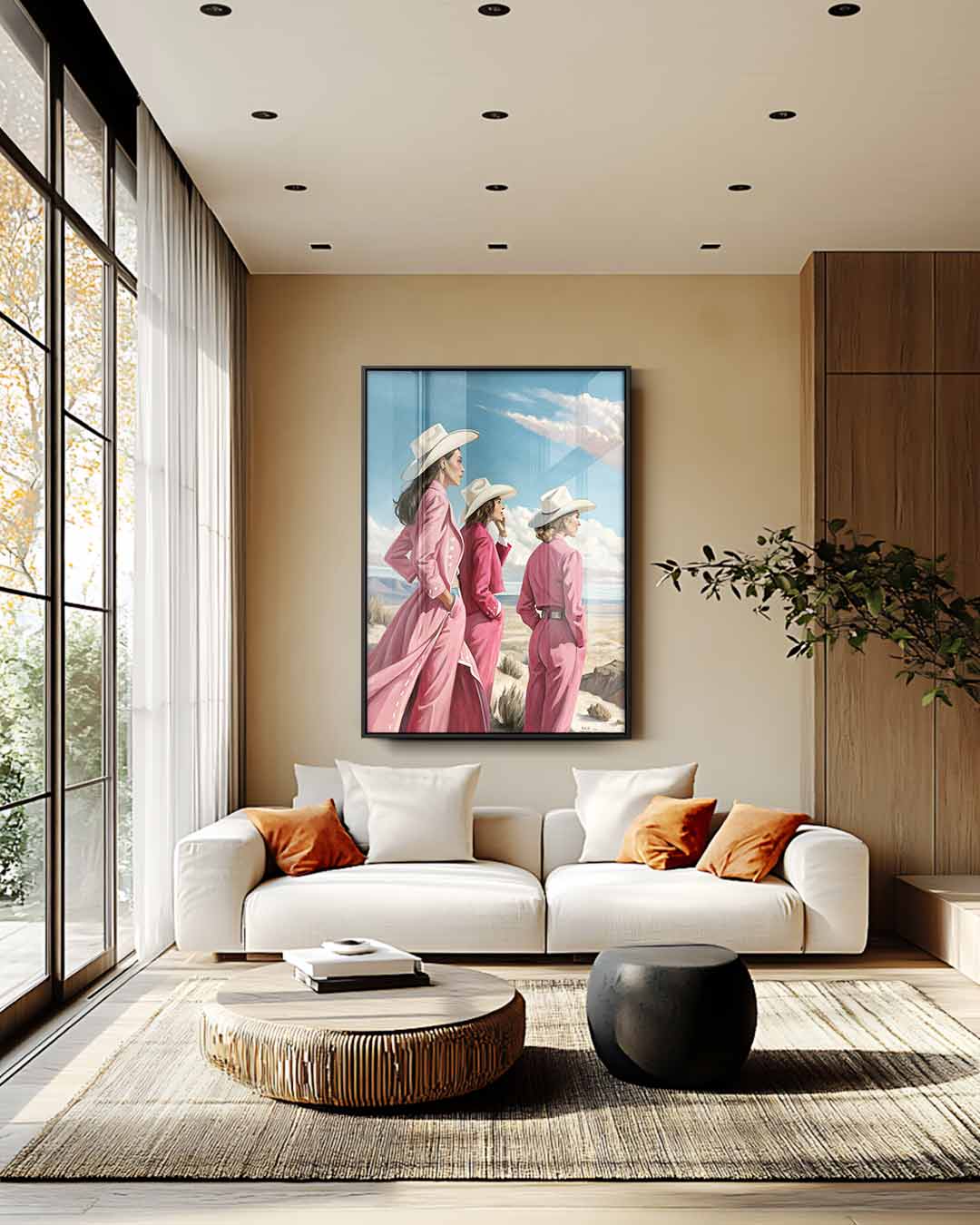 Western Dames in Stijl – plexiglas wanddecoratie in portret formaat