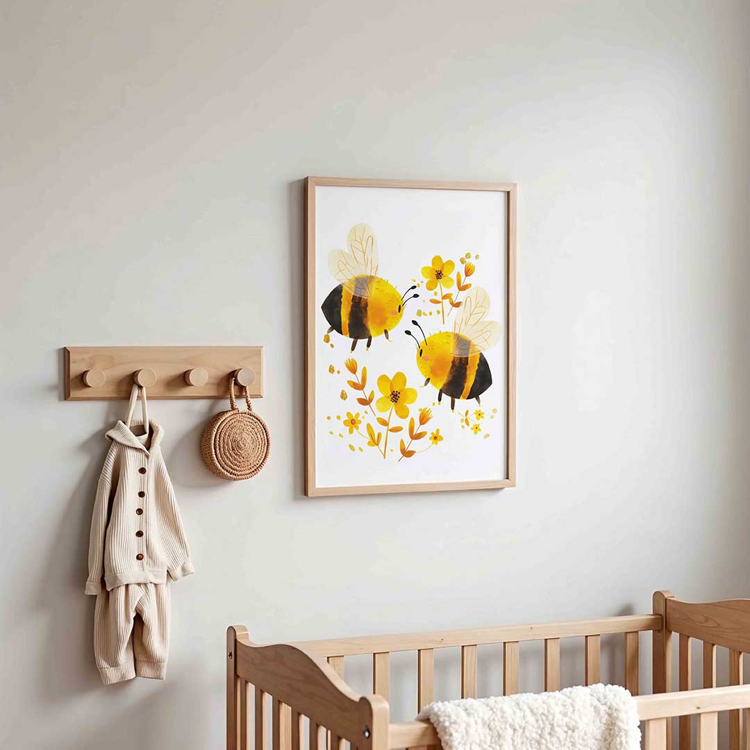 Bijen en bloemen – kinderposter in staand formaat