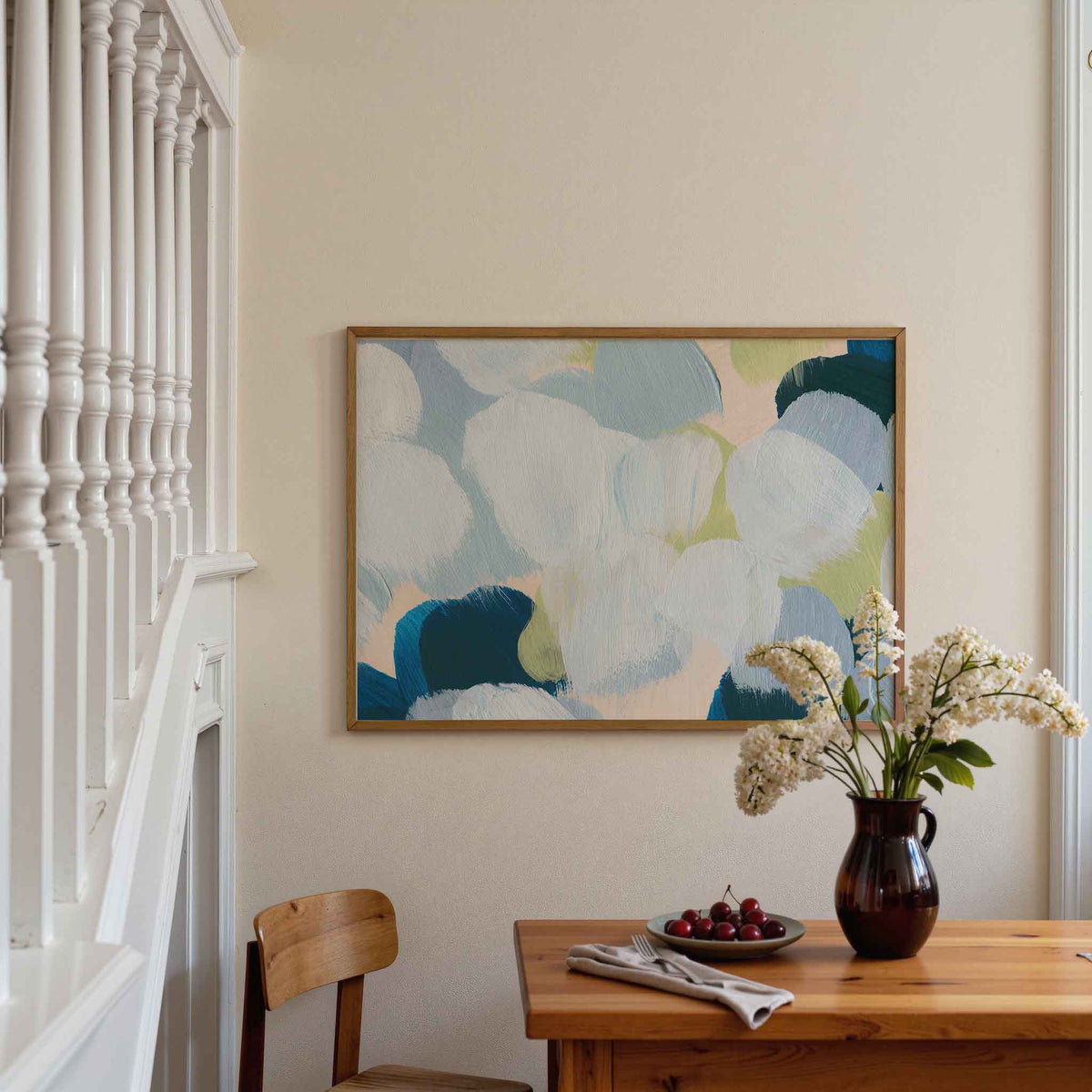 Abstracte penseelstreken – artistieke poster in liggend formaat