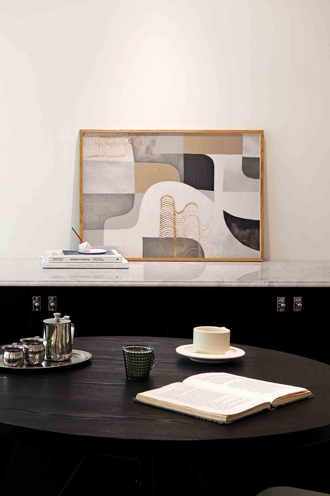 Abstracte vormen en lijnen – abstracte poster in liggend formaat