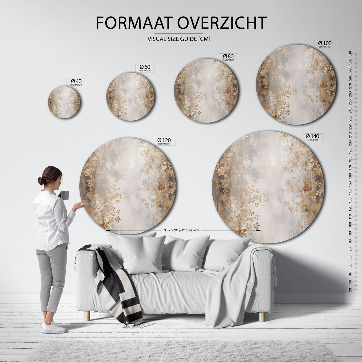Bloemmotief – abstracte wandkunst als muurcirkel van WallArtistic