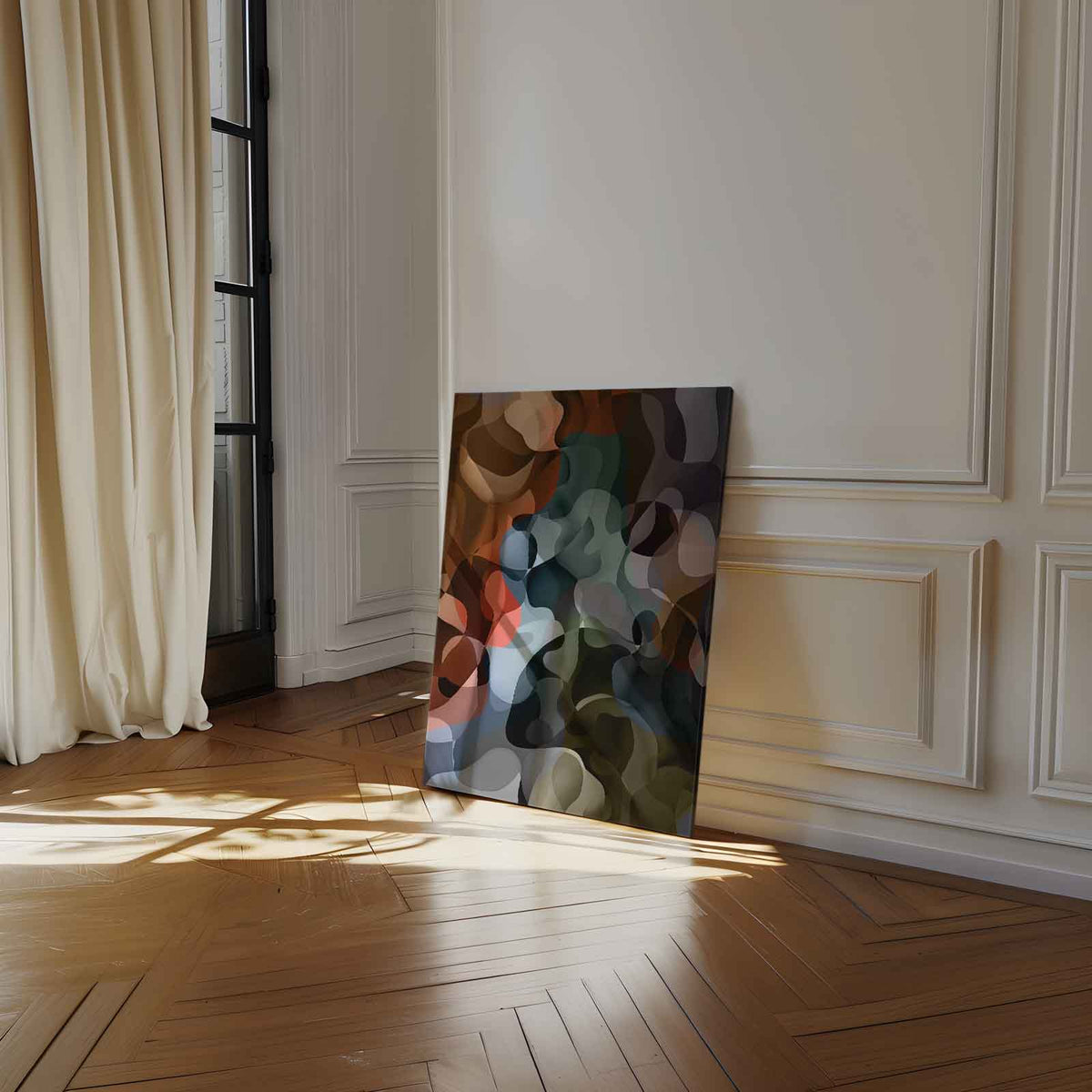 Kleurrijke Abstractie – staand kunstwerk voor modern interieur