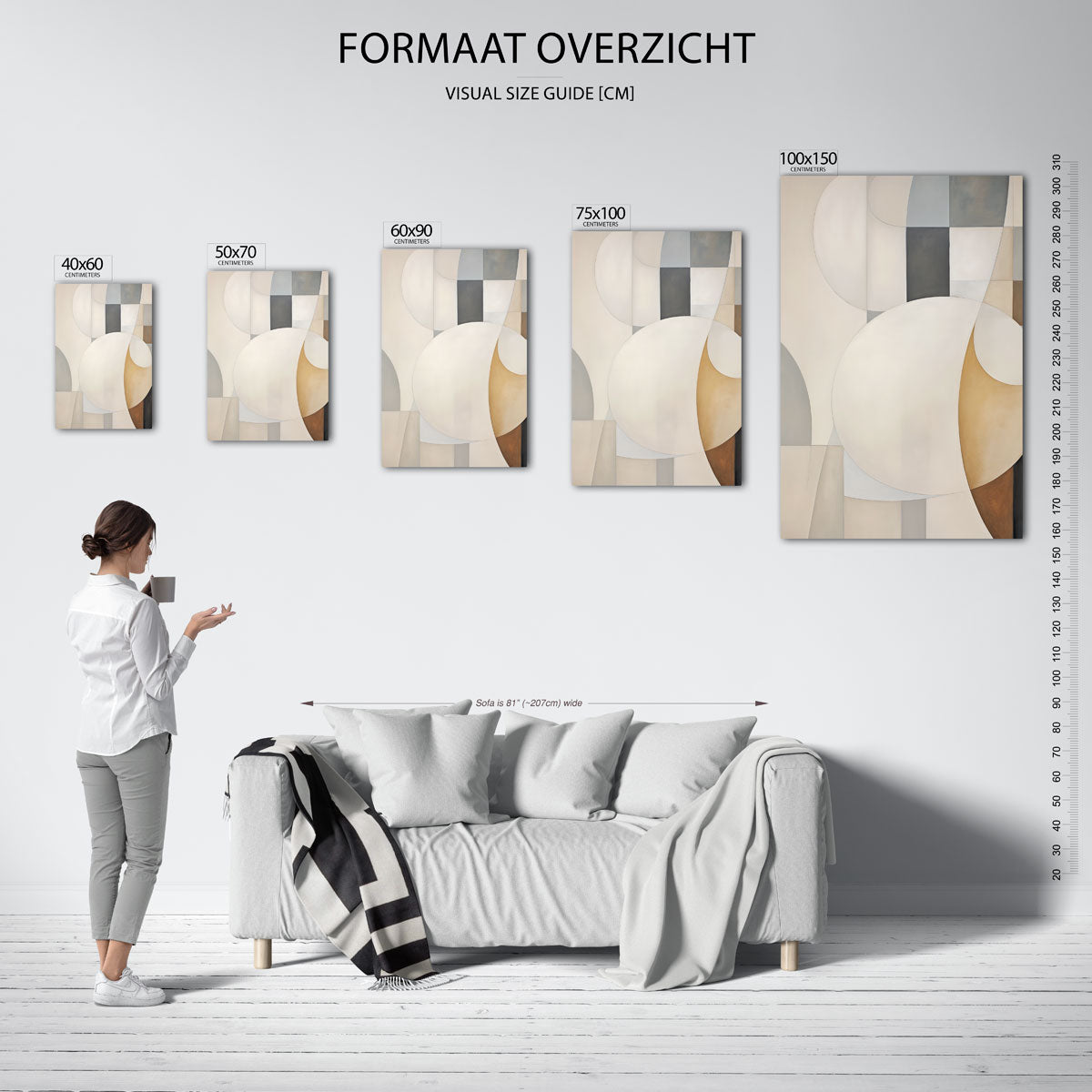 Geometrische vormen compositie – staand wanddecoratie kunstwerk