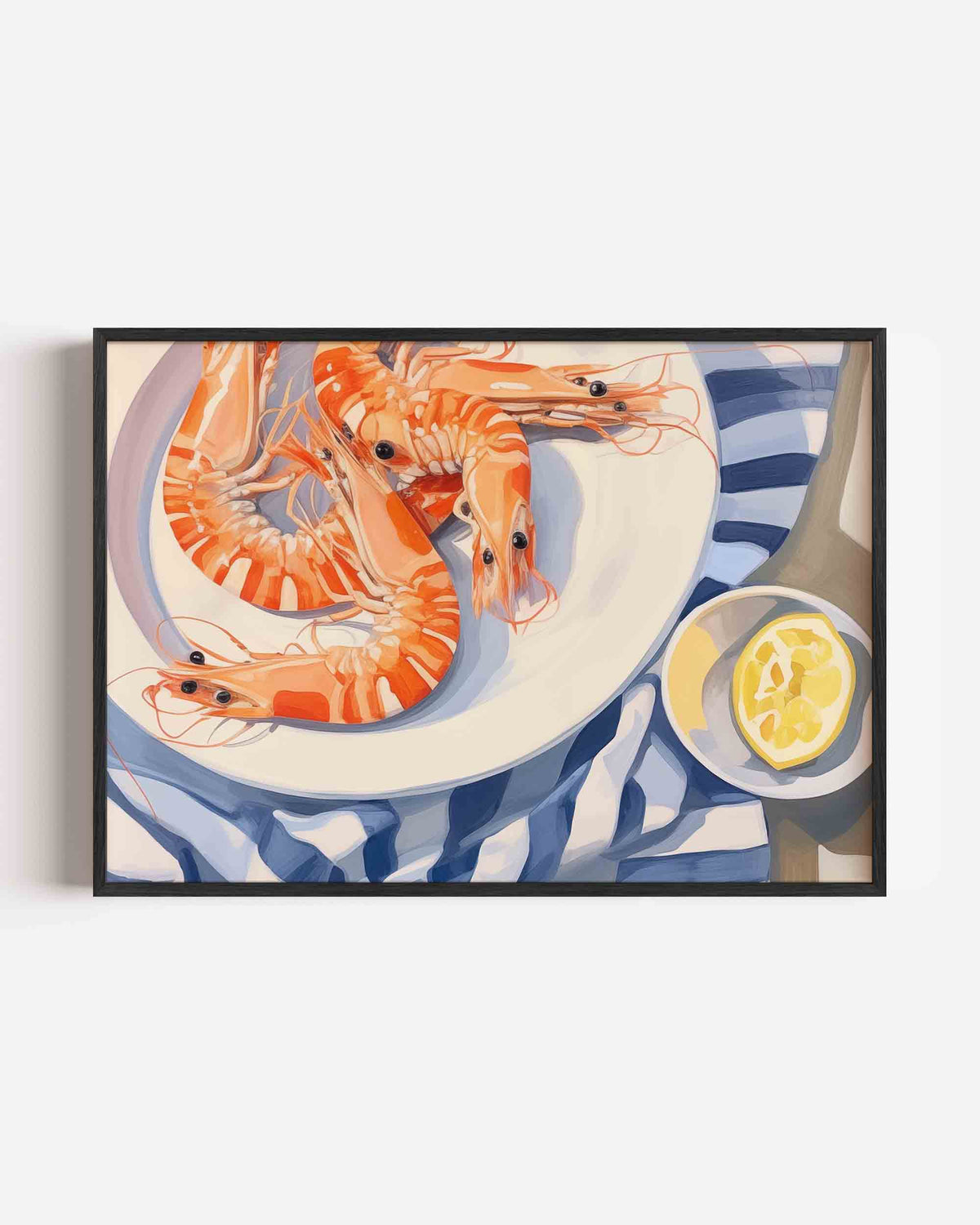 Garnalen op bord – keuken landscape poster als wanddecoratie