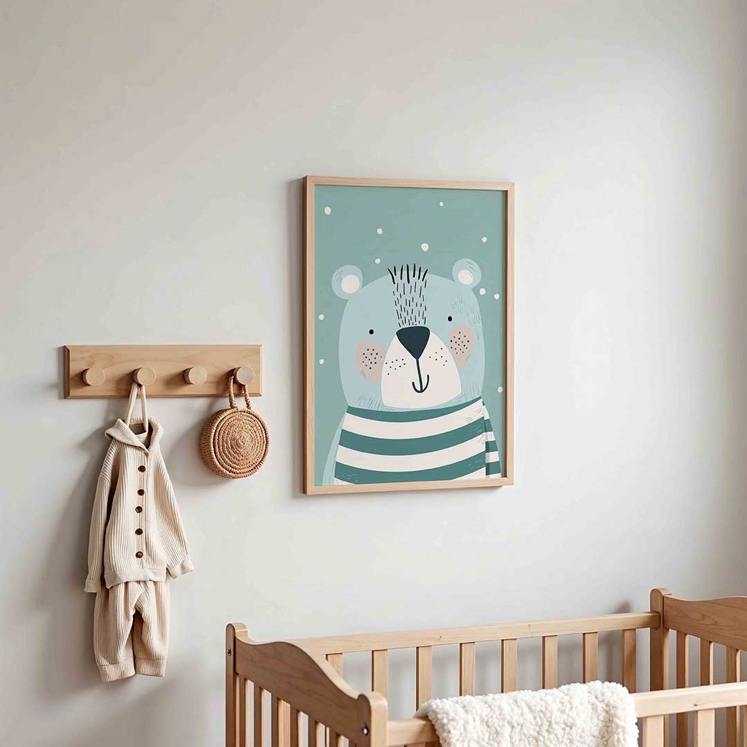 Beer met strepen – kinderposter in staand formaat