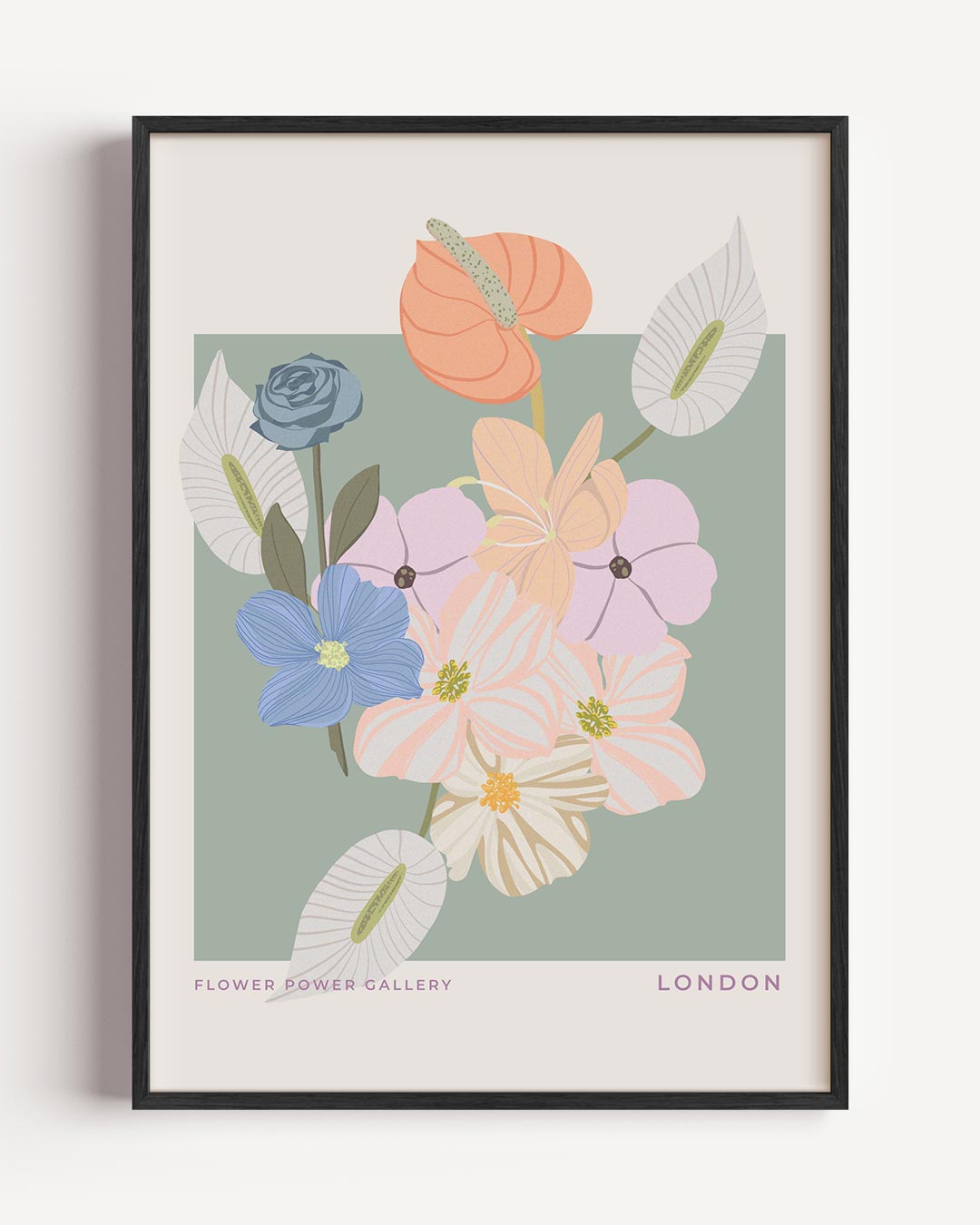 Bloemenpracht – typografie portret poster als wanddecoratie