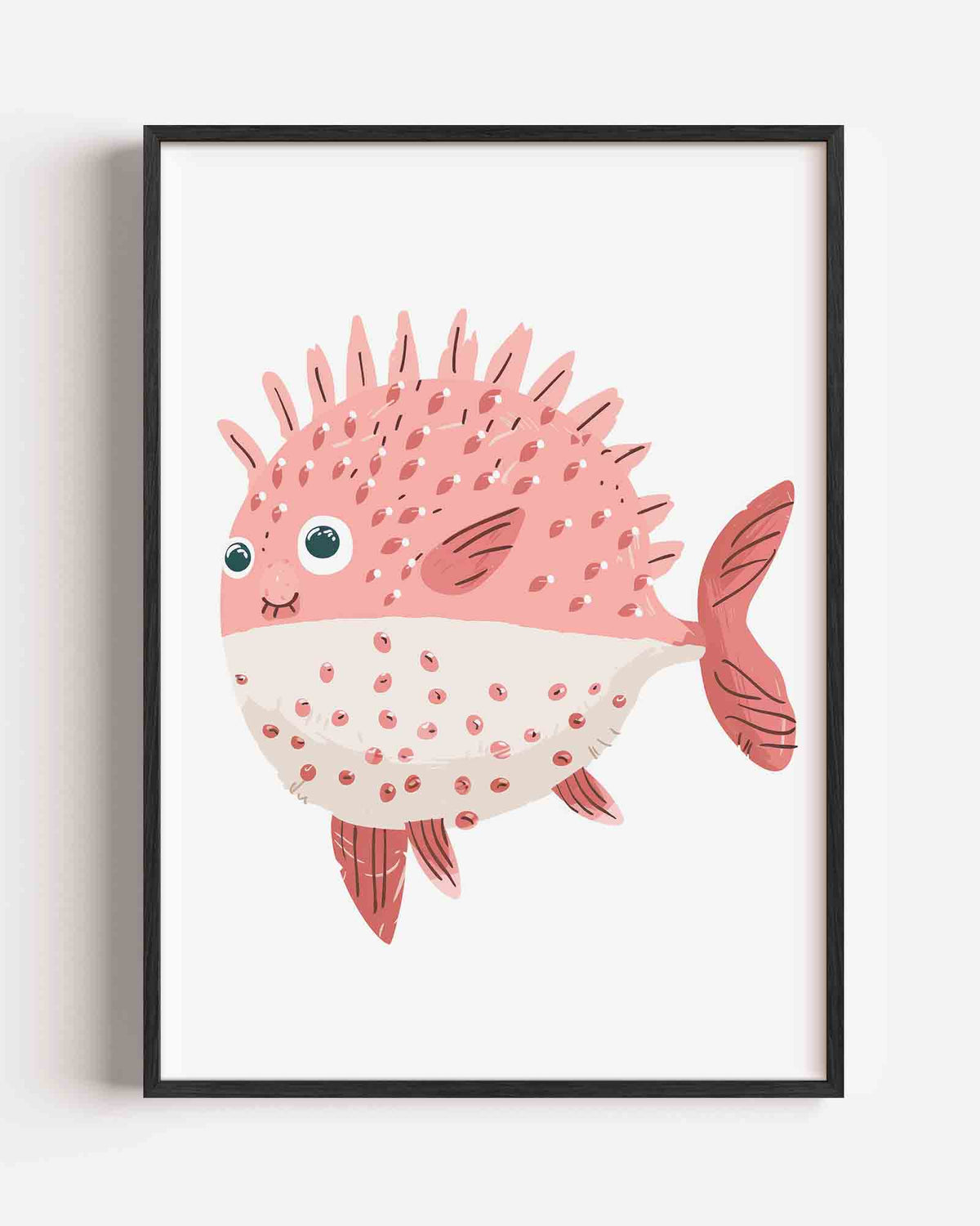 Roze vis – kids portret poster als wanddecoratie