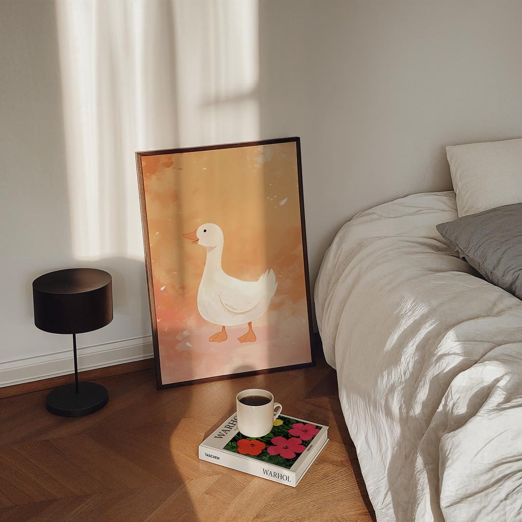 Vrolijke Gans Kunstposter – staande kinderkamer wanddecoratie van WallArtistic