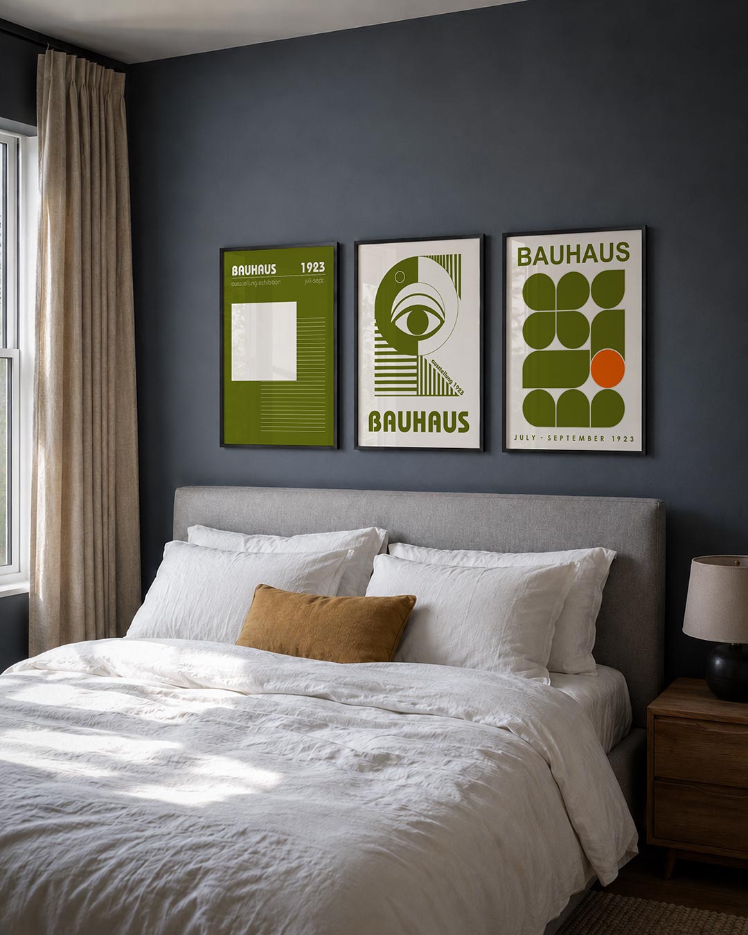Lijnen en vlaken posterset – derde productweergave – deze posterset in drie delen toont een groot wit vlak links, met rechts