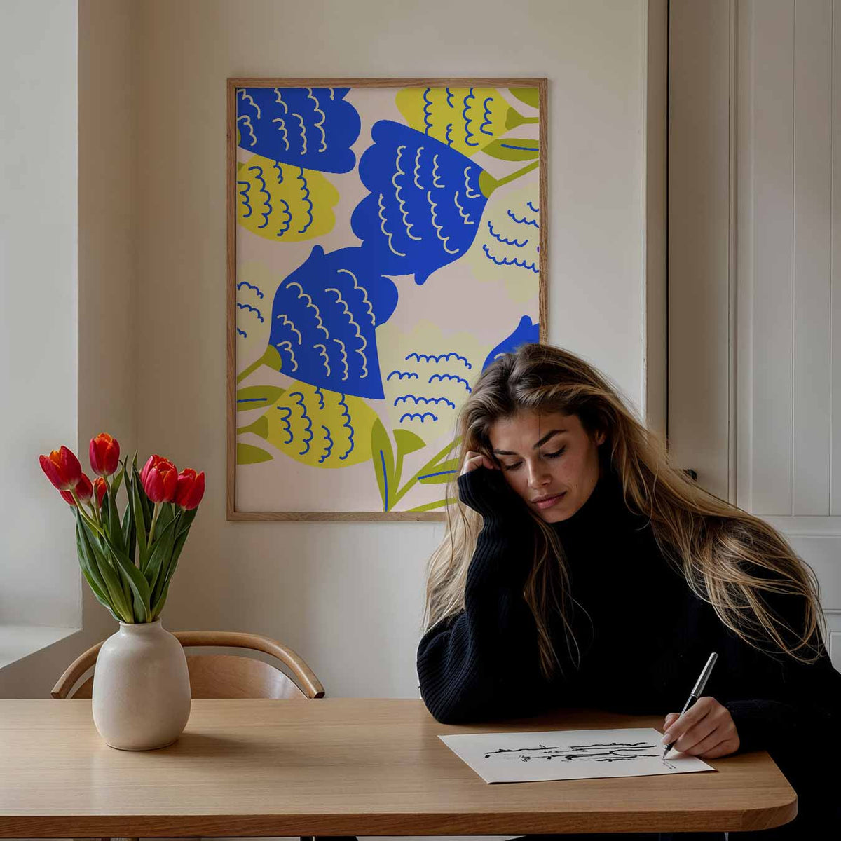 Bloeiende Dromen – bloemen poster als moderne staande wanddecoratie