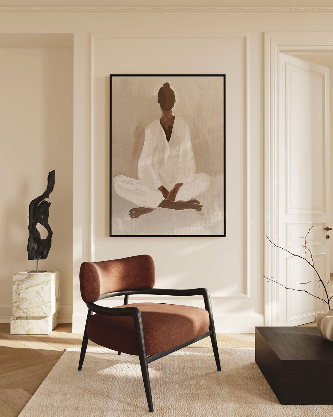 Zittende vrouw – staande wanddecoratie