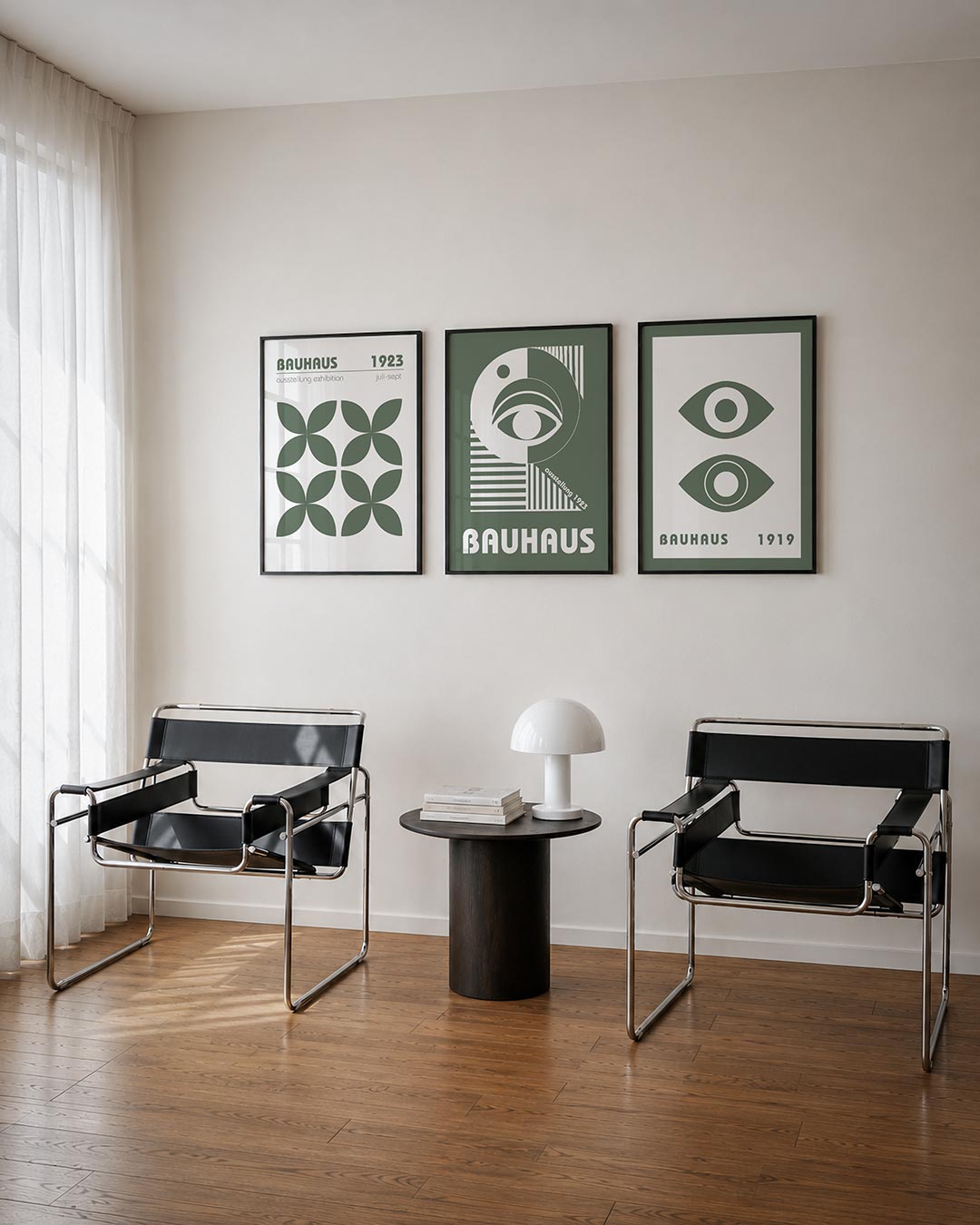 Vorm en balans posterset – tweede productweergave – deze posterset in drie delen toont een ritmisch patroon van overlappende