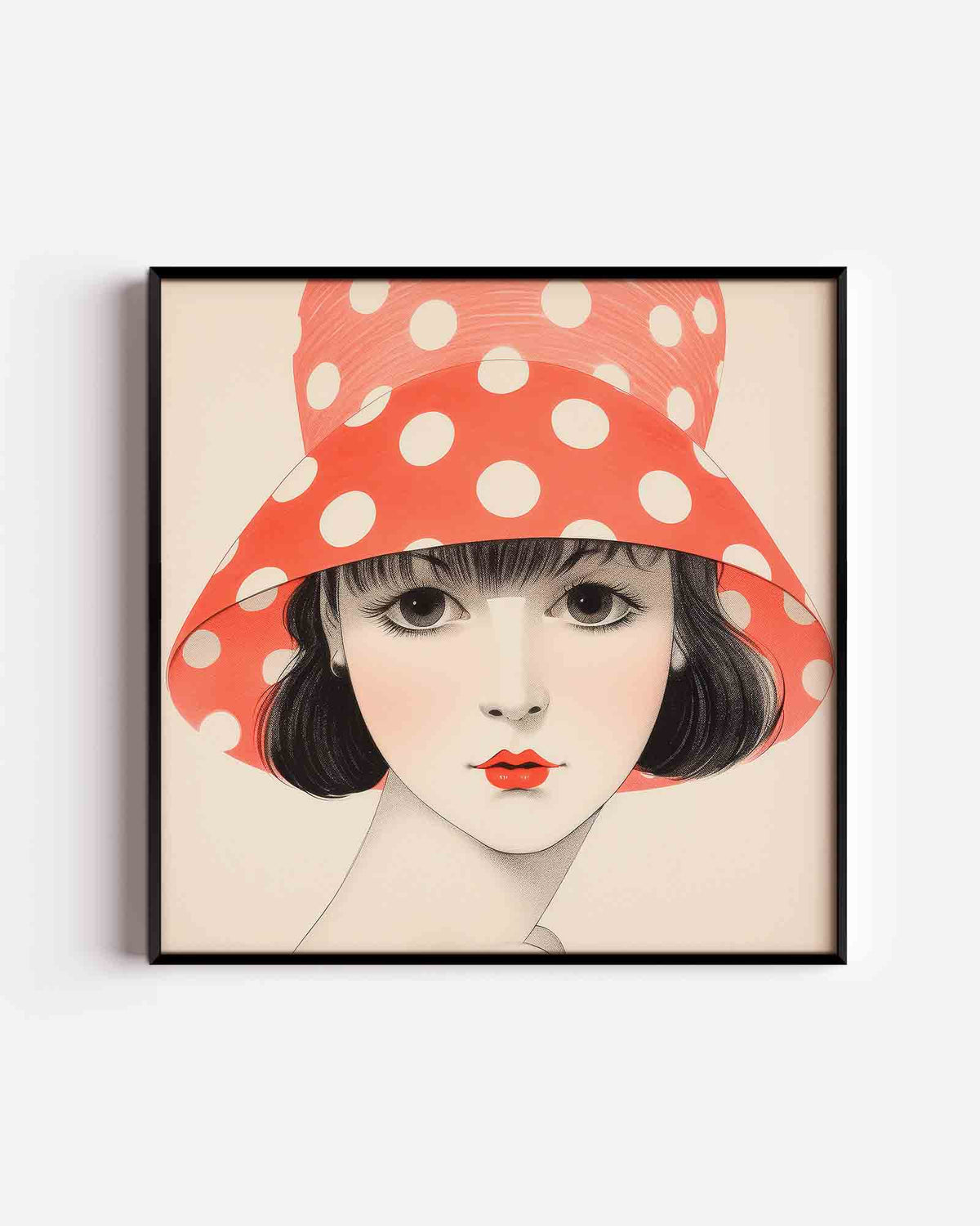 Vrouw met hoed – kleurrijke illustratie poster als wanddecoratie