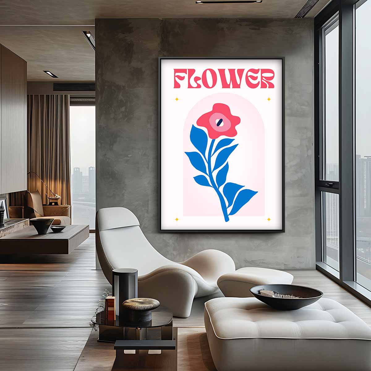 Retro Bloemenposter – canvas kunstwerk als wanddecoratie