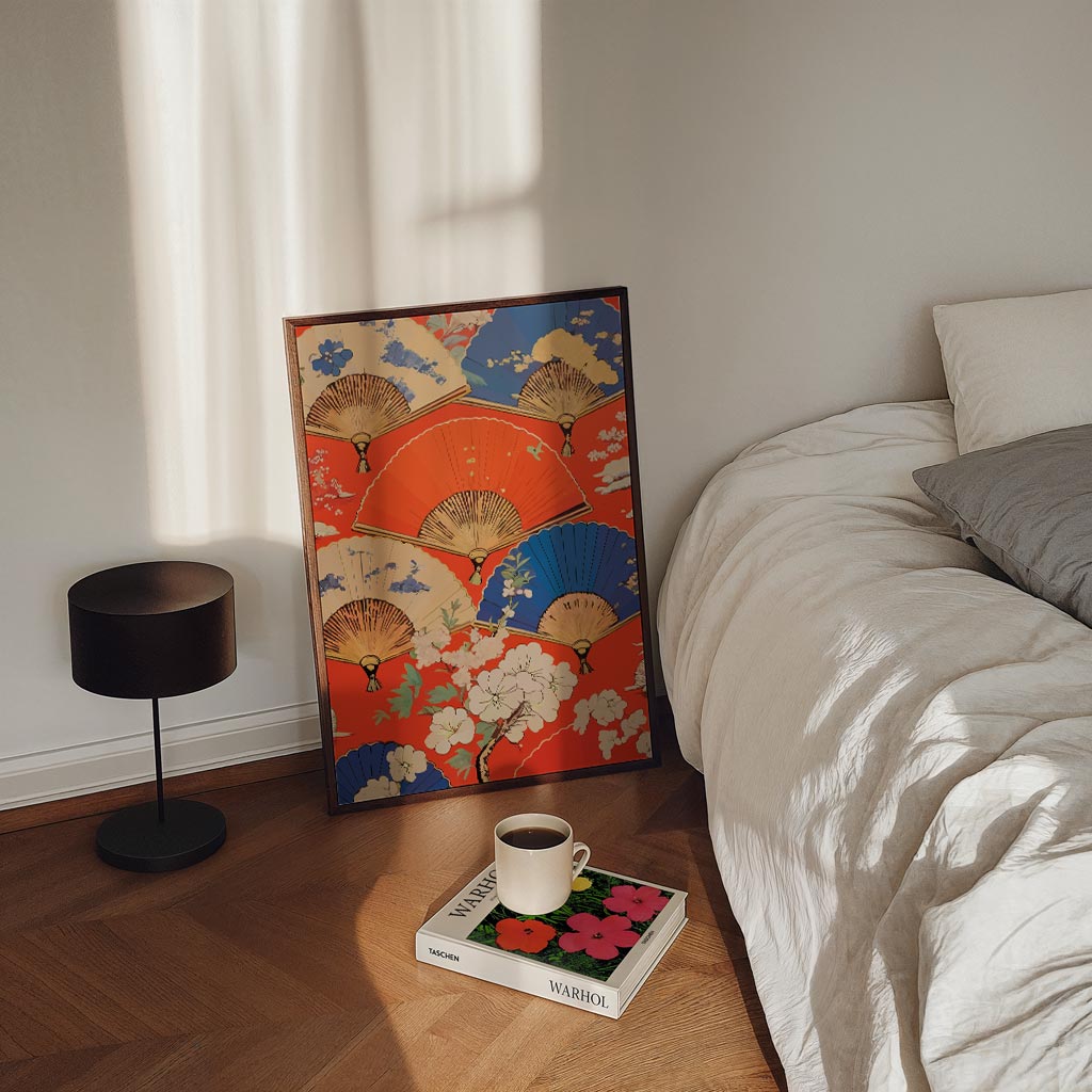 Kleurrijke Waaier en Bloemen – staande Popart wanddecoratie van WallArtistic