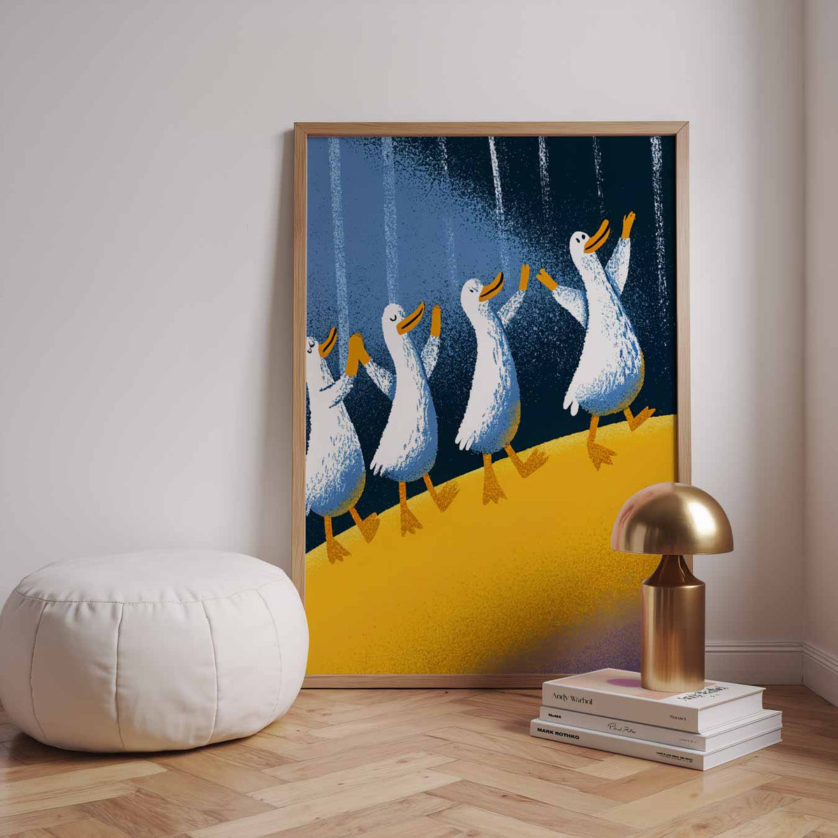 Dansende Eenden Parade – dieren poster in staand formaat