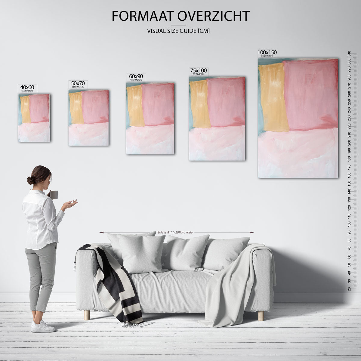Kleurrijke vlakken – staand wanddecoratie kunstwerk
