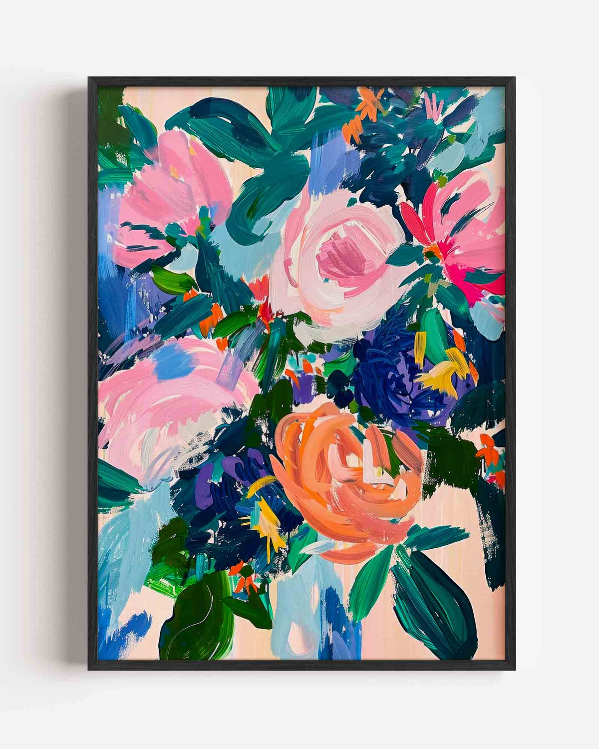 Bloemenpracht – kleurrijke illustratie portret poster als wanddecoratie
