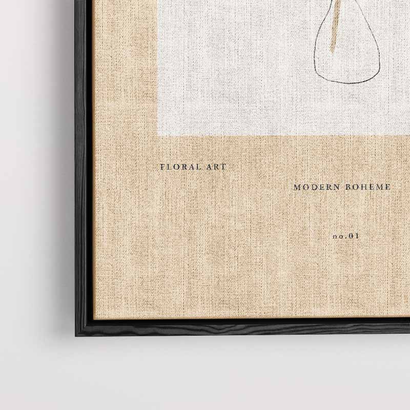 Moderne Boheemse Bloemtekening – plexiglas kunstwerk als wanddecoratie