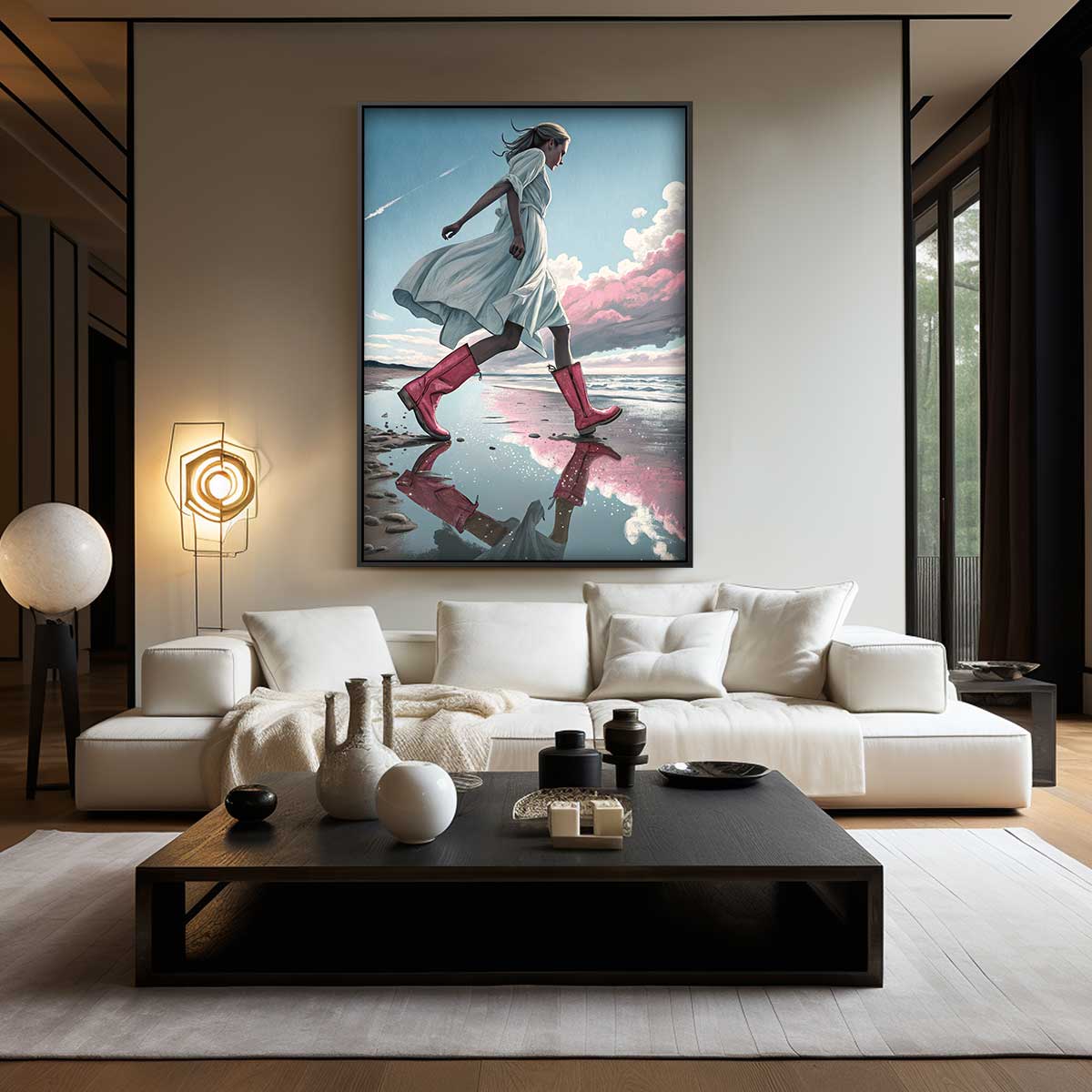 Wandelend langs de horizon – kunstwerk met zwarte baklijst