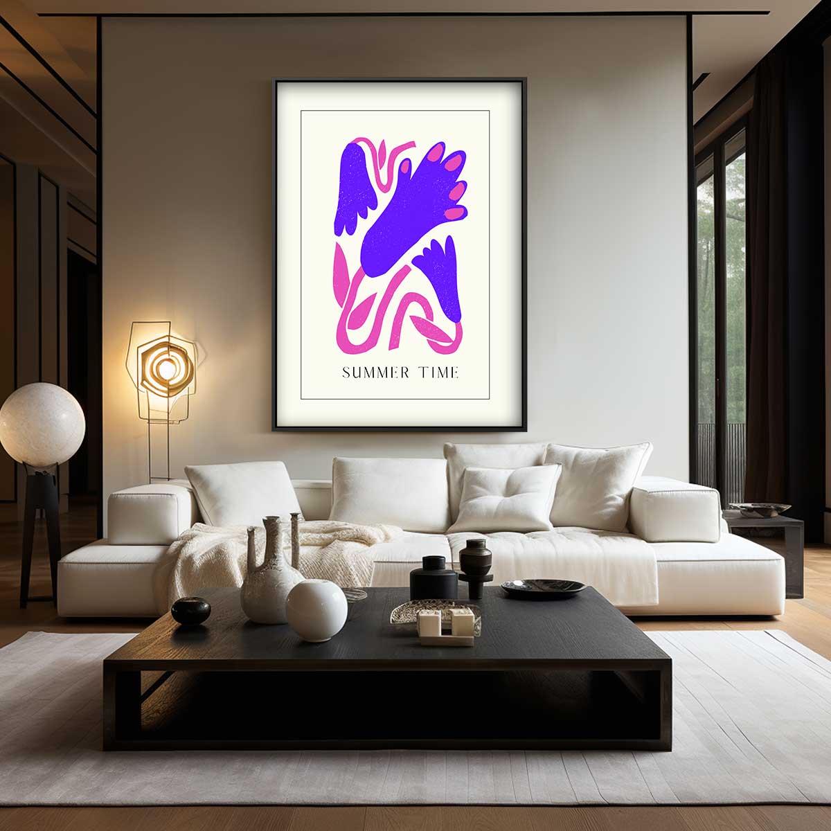 Zomer Tijd Print – kunstwerk met zwarte baklijst