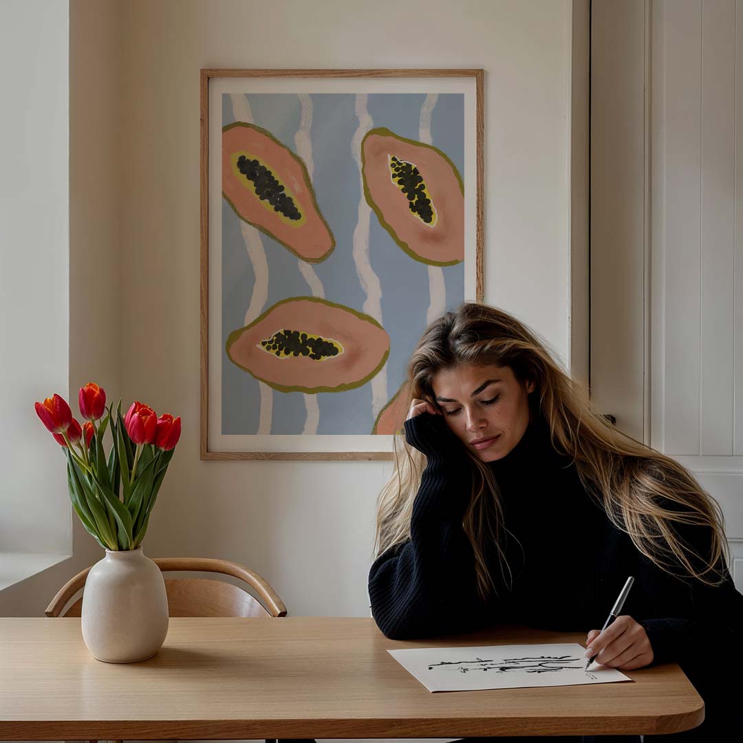 Tropische Papaya Paradijs – culinaire wandkunst als portret poster