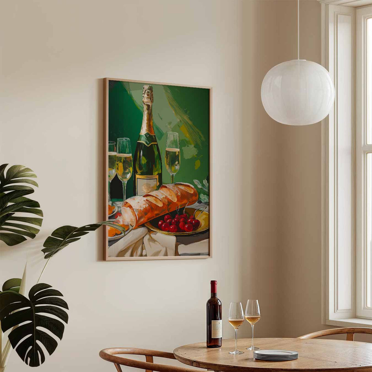 Luxe Champagne en Fruit Print – keukenposter in staand formaat
