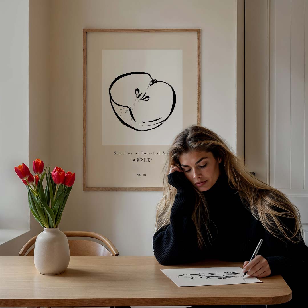 Botanische Appel Illustratie – culinaire wandkunst als portret poster