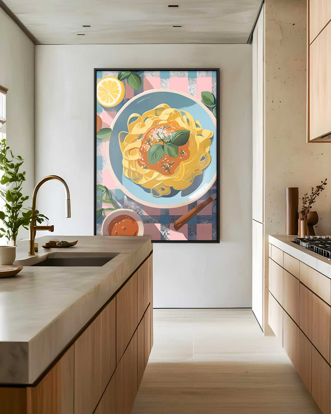 Heerlijke Pasta Illustratie – staand kunstwerk voor modern interieur