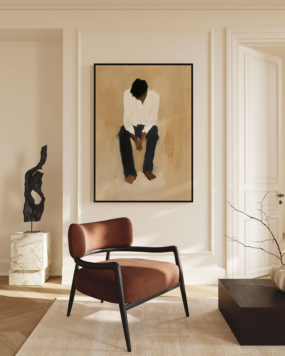Zittende figuur – staande wanddecoratie