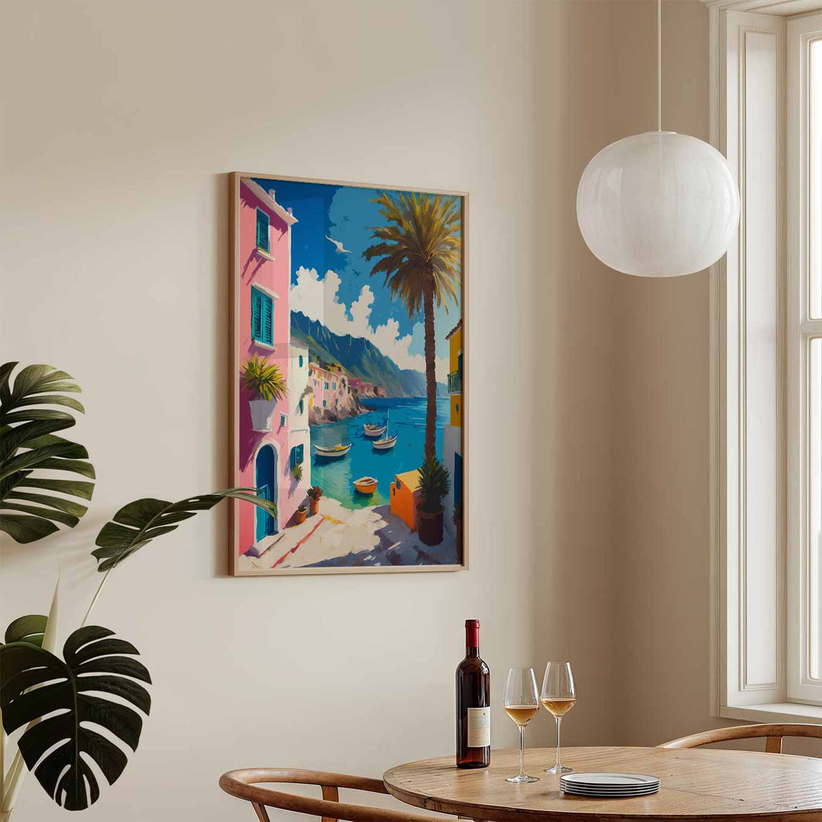 Droomachtige Kustplaats – zomerse wandkunst als portret poster
