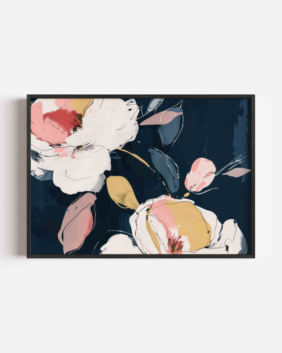 Bloemen en bladeren – bloemen landscape poster als wanddecoratie