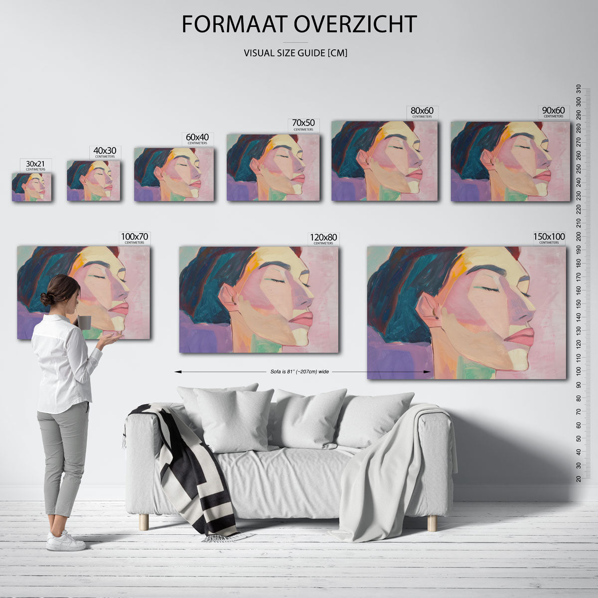 Portret in pastel – landscape muurposter met eigentijdse illustratie