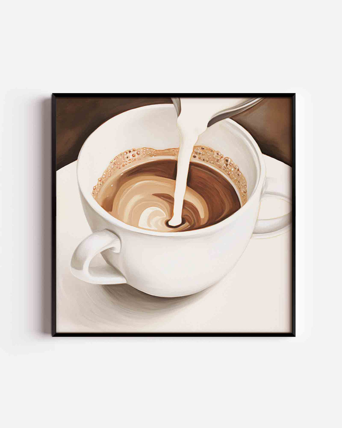 Koffiekop met melk – keuken vierkante poster als wanddecoratie
