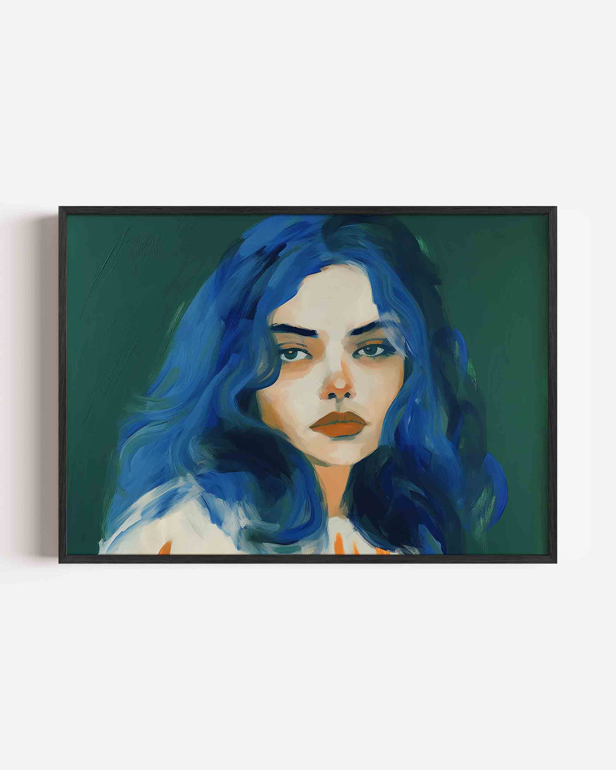 Vrouw met blauwe haren – vrouwelijk portret als landscape poster