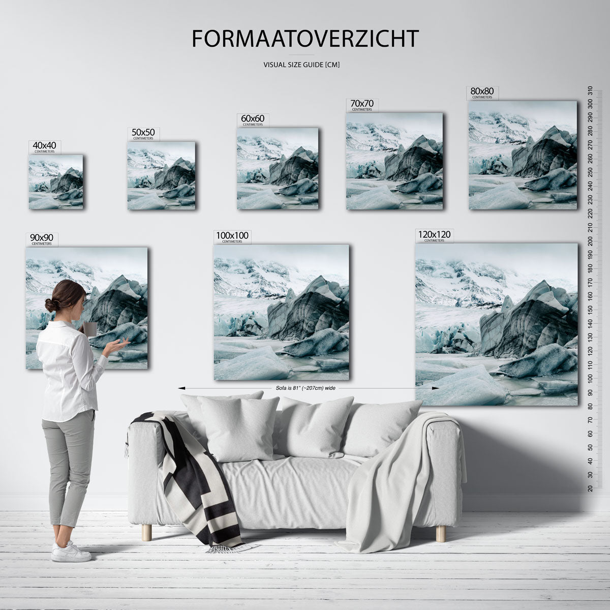 Ijslandschap bergen kunstwerk – materiaalweergave – deze kunstwerk toont een indrukwekkend ijslandschap met scherpe lijnen en