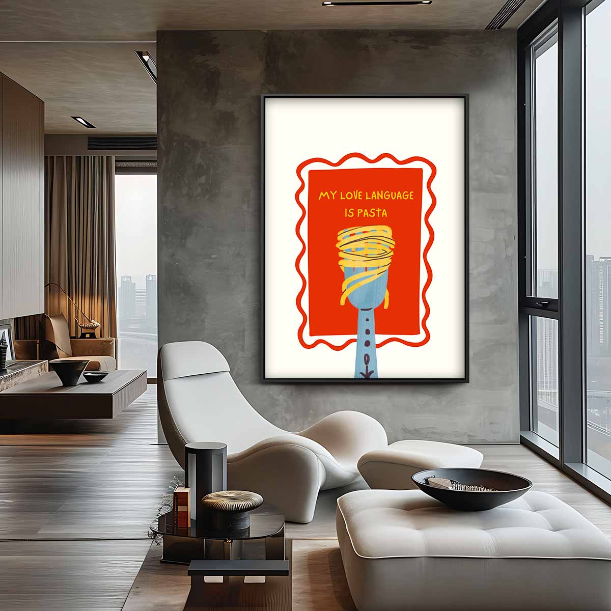 Pasta Liefdestaal – plexiglas kunstwerk als wanddecoratie