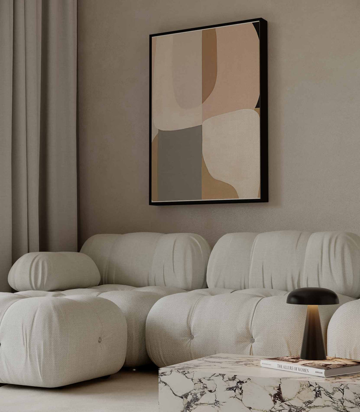 Minimalistische Abstractie in Aardetinten – dibond wanddecoratie in staand formaat