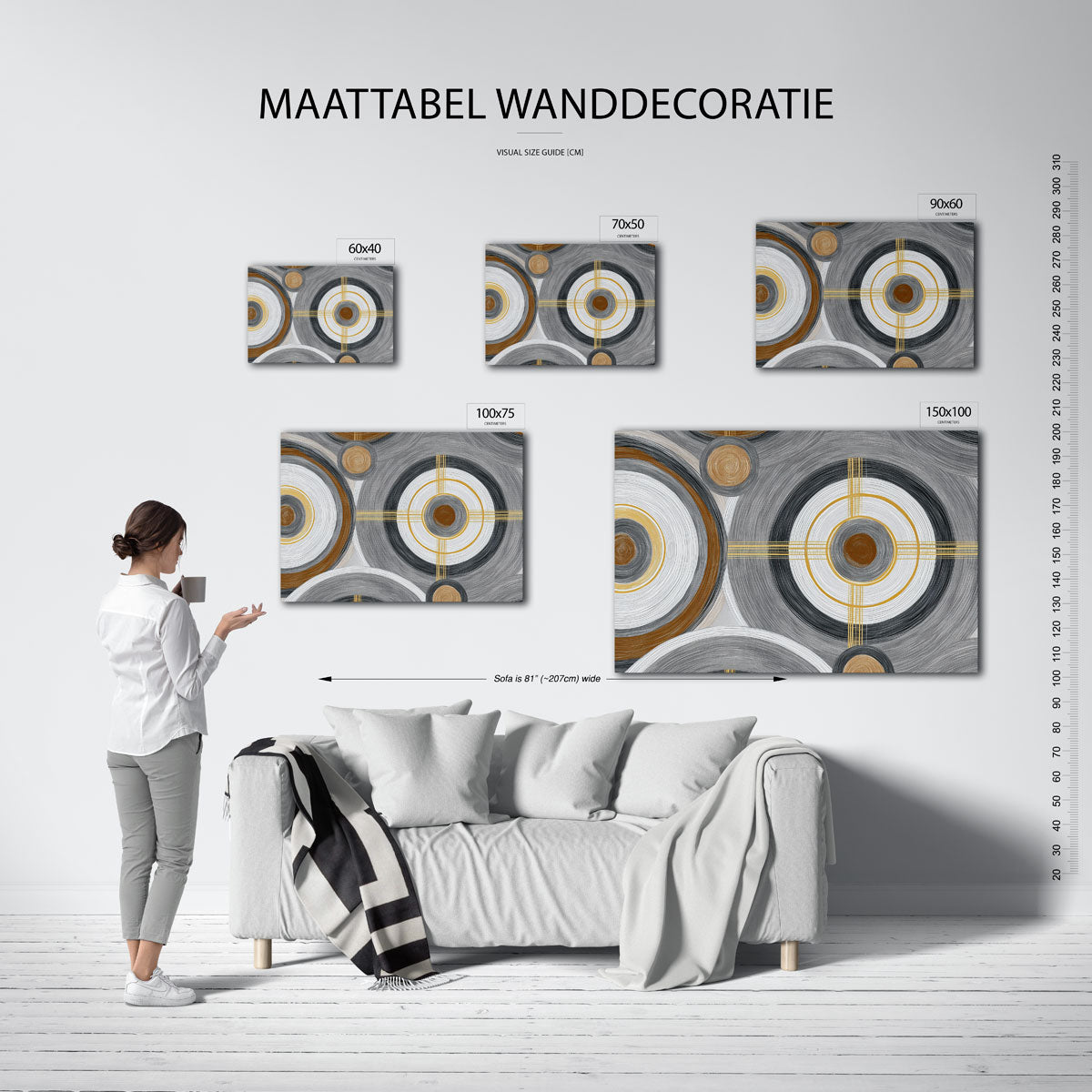 Cirkelpatronen – moderne liggende wandkunst