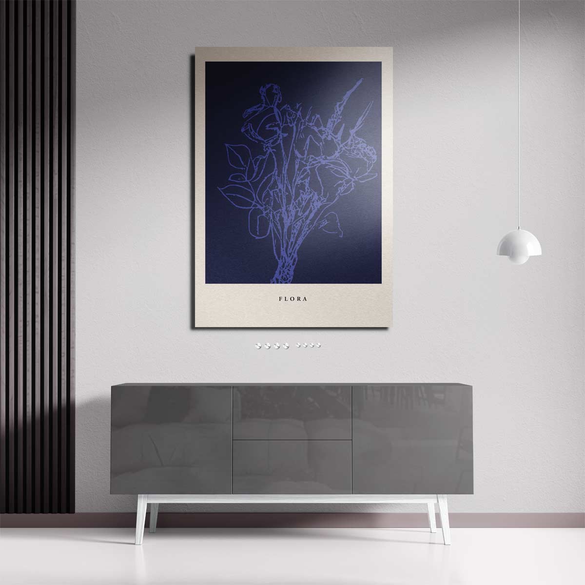 Bloemenpracht in Blauw – staande wandkunst voor woonkamer of interieur
