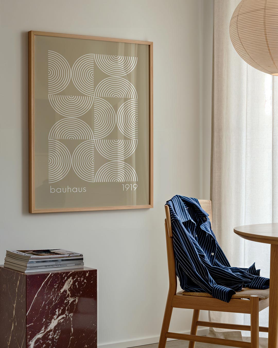Cirkelpatroon en lijnen – geometrische poster in Bauhaus-stijl van WallArtistic