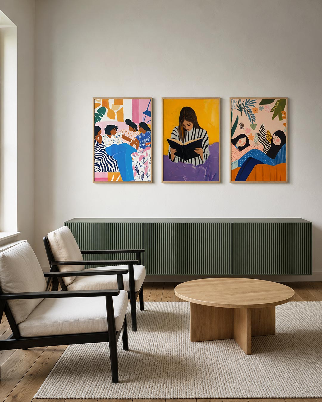 Vorm en kleurenspel posterset – tweede productweergave – deze posterset in drie delen toont een levendig samenspel
