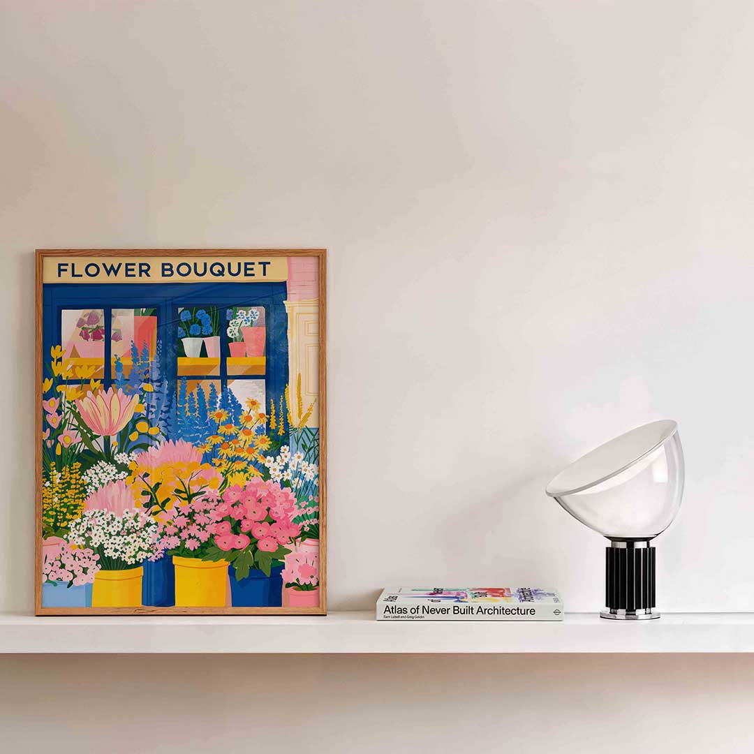 Bloemenwinkel – kleurrijke illustratie als portret poster