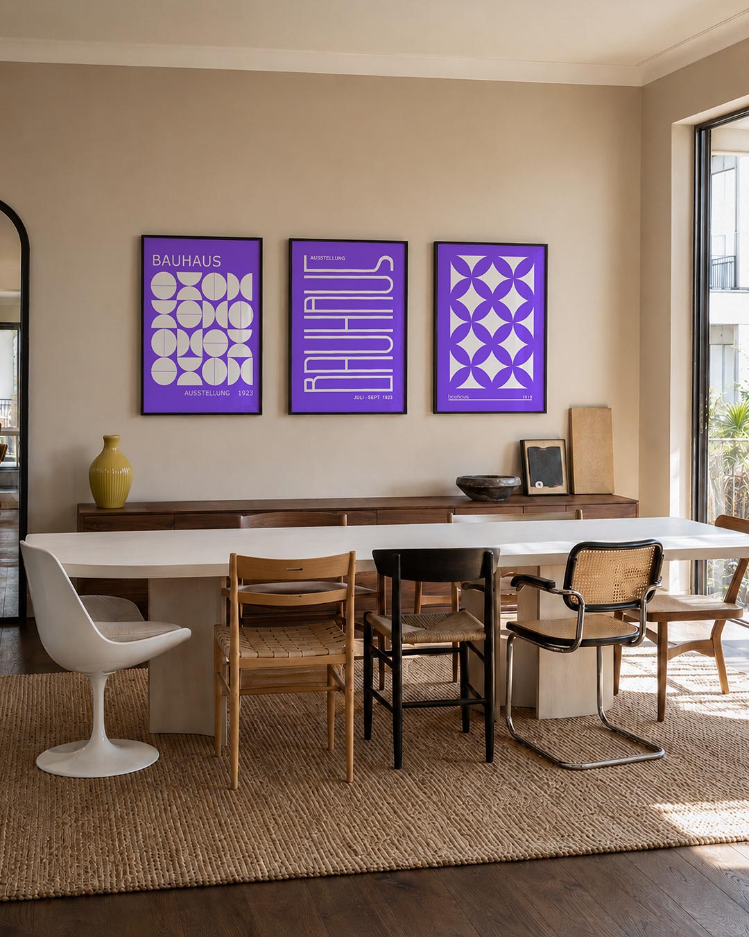 Vormenspel en kleur driedelige posterset – deze posterset in drie delen toont een levendig spel van