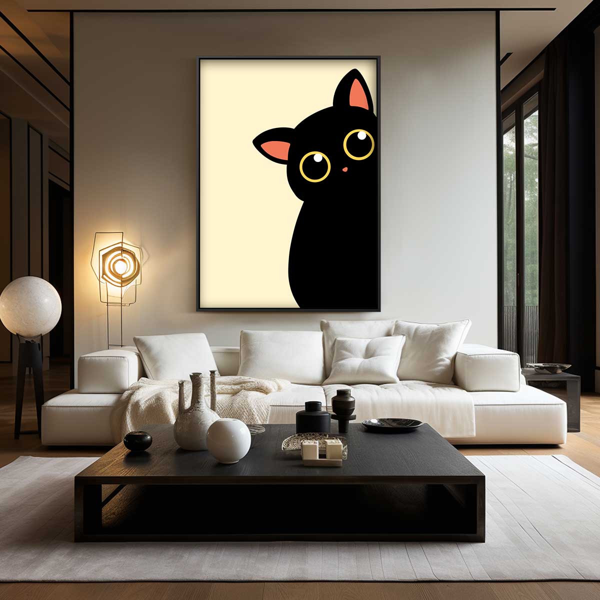 Schattige Kat Poster – canvas wanddecoratie in portret formaat