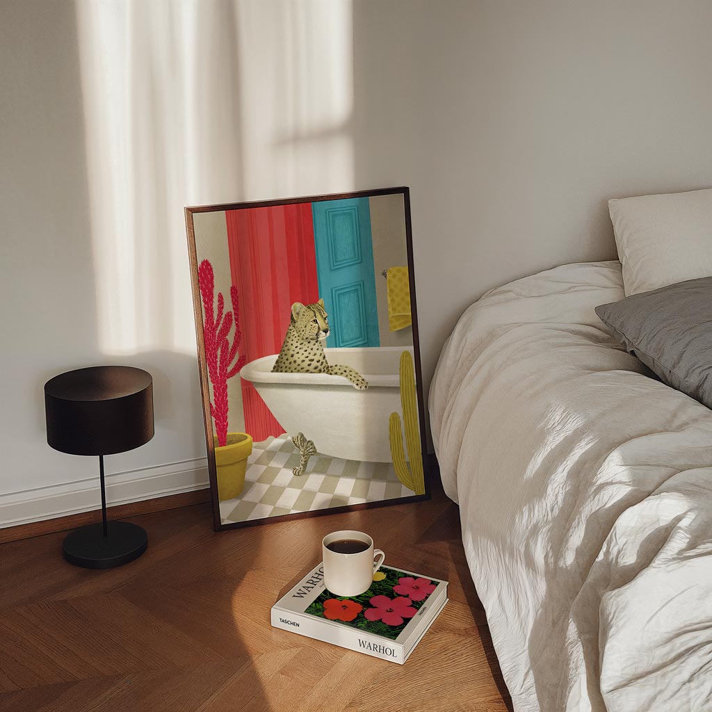 Speelse Safari Badkamer – staande zomer wanddecoratie van WallArtistic
