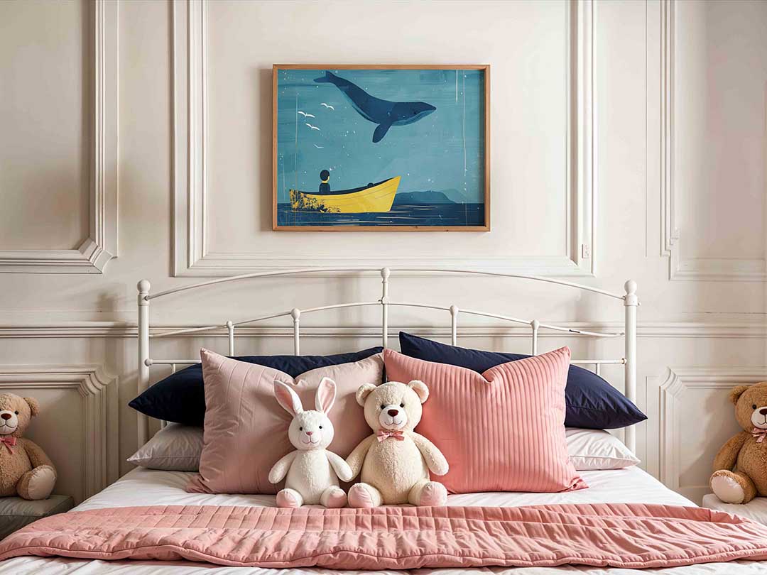Walvis en boot – kids poster in liggend formaat