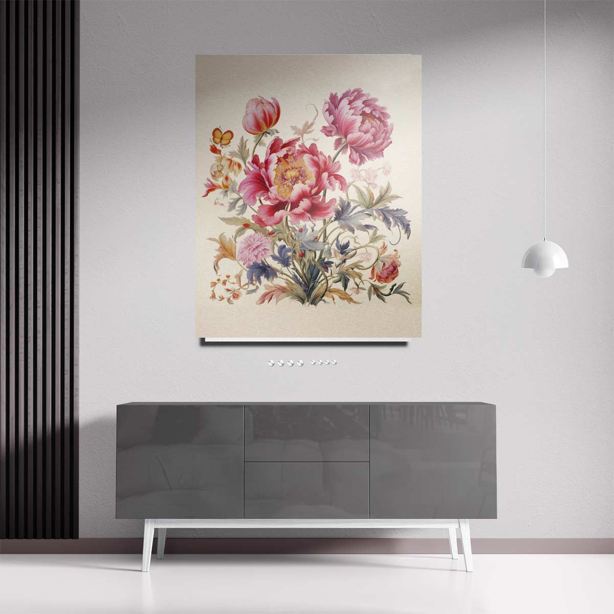 Bloemenpracht met Vlinder – staande wandkunst voor woonkamer of interieur